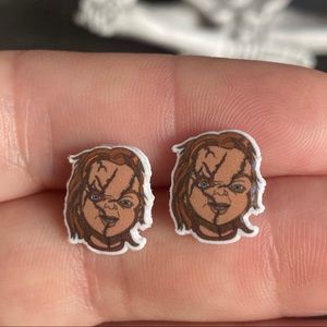 Chucky stud earrings. Halloween horror film earrings.